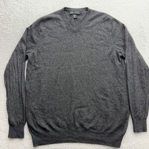 Harrison Davis Mens XXL Charcoal Gray 100% 2-Ply Cashmere‎ V-Neck Sweater Soft